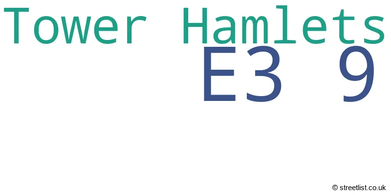A word cloud for the E3 9 postcode